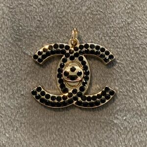 Upcycled Gold and Black Pendant Charm